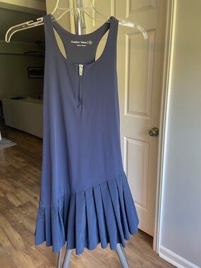 Outdoor Voices Navy Front-Zip Racerback Dress